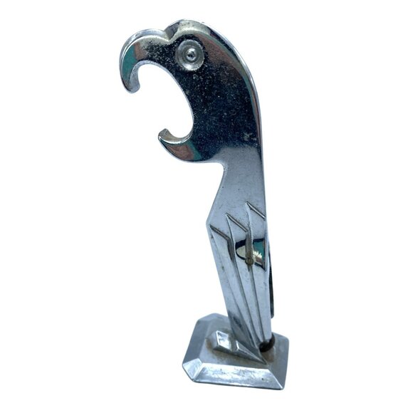 Vintage Art Deco Bottle Opener Corkscrew Barware Chrome Negbaur Parrot Retro Bar - Picture 4 of 8